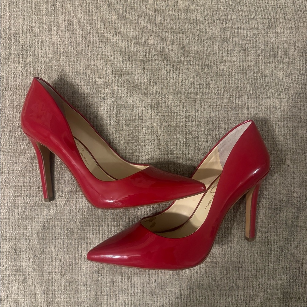 Jessica Simpson Red Patent Pointed-Toe Stiletto Heels